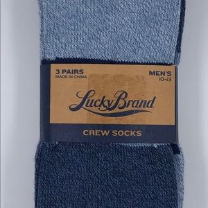 3 Pair Lucky Brand Mens Crew Socks Blue Size 10-13